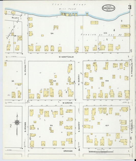 Sanborn Fire Insurance Map from Greenville, Montcalm County, Michigan (1918), Sheet #0003 - Historic Sanborn Fire Insurance Map Print, vintage old map wall art, antique decor, genealogy gift, Michigan Michigan map