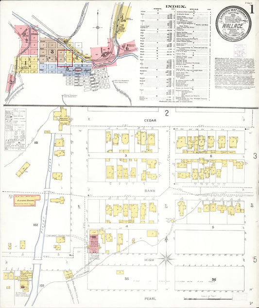 Sanborn Fire Insurance Map from Wallace, Shoshone County, Idaho. (1905) – Historic Sanborn Fire Insurance Map Print