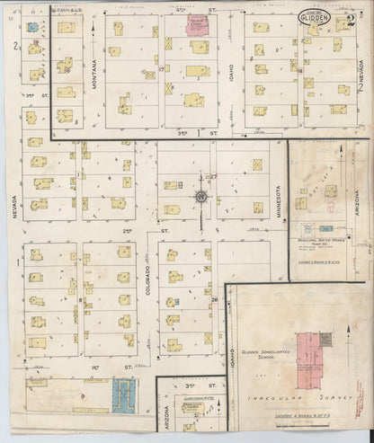 Sanborn Fire Insurance Map from Glidden, Carroll County, Iowa (1933), Sheet #0002 - Historic Sanborn Fire Insurance Map Print