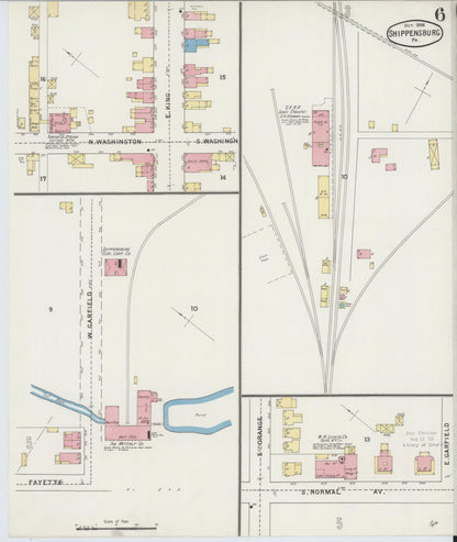 Sanborn Fire Insurance Map from Shippensburg, Cumberland And Franklin Counties, Pennsylvania (1894), Sheet #0006 - Historic Sanborn Fire Insurance Map Print, vintage old map wall art, antique decor, genealogy gift, Counties Pennsylvania map
