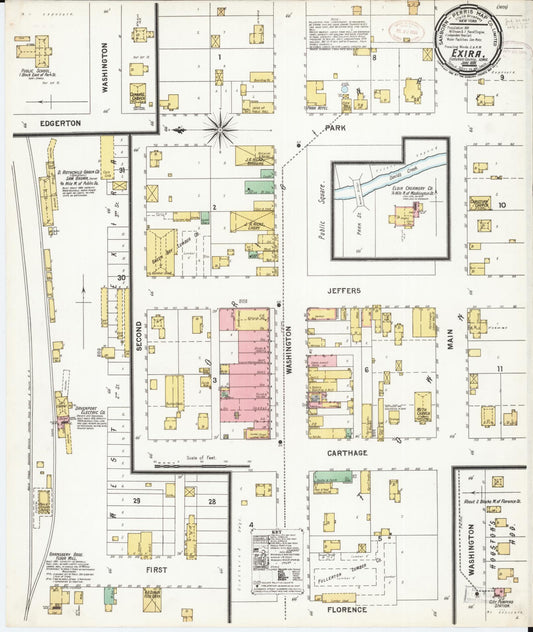 Sanborn Fire Insurance Map from Exira, Audubon County, Iowa (1899), Sheet #0001 - Historic Sanborn Fire Insurance Map Print, vintage old map wall art