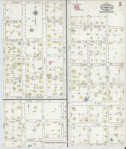Sanborn Fire Insurance Map from Comanche, Comanche County, Texas (1915), Sheet #0005 - Historic Sanborn Fire Insurance Map Print, vintage old map wall art, antique decor, genealogy gift, Texas Texas map