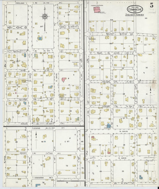 Sanborn Fire Insurance Map from Comanche, Comanche County, Texas (1915), Sheet #0005 - Historic Sanborn Fire Insurance Map Print, vintage old map wall art, antique decor, genealogy gift, Texas Texas map