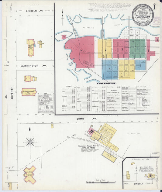 Tomahawk, Lincoln County, Wisconsin (1908) – Sanborn Fire Insurance Map – Map View