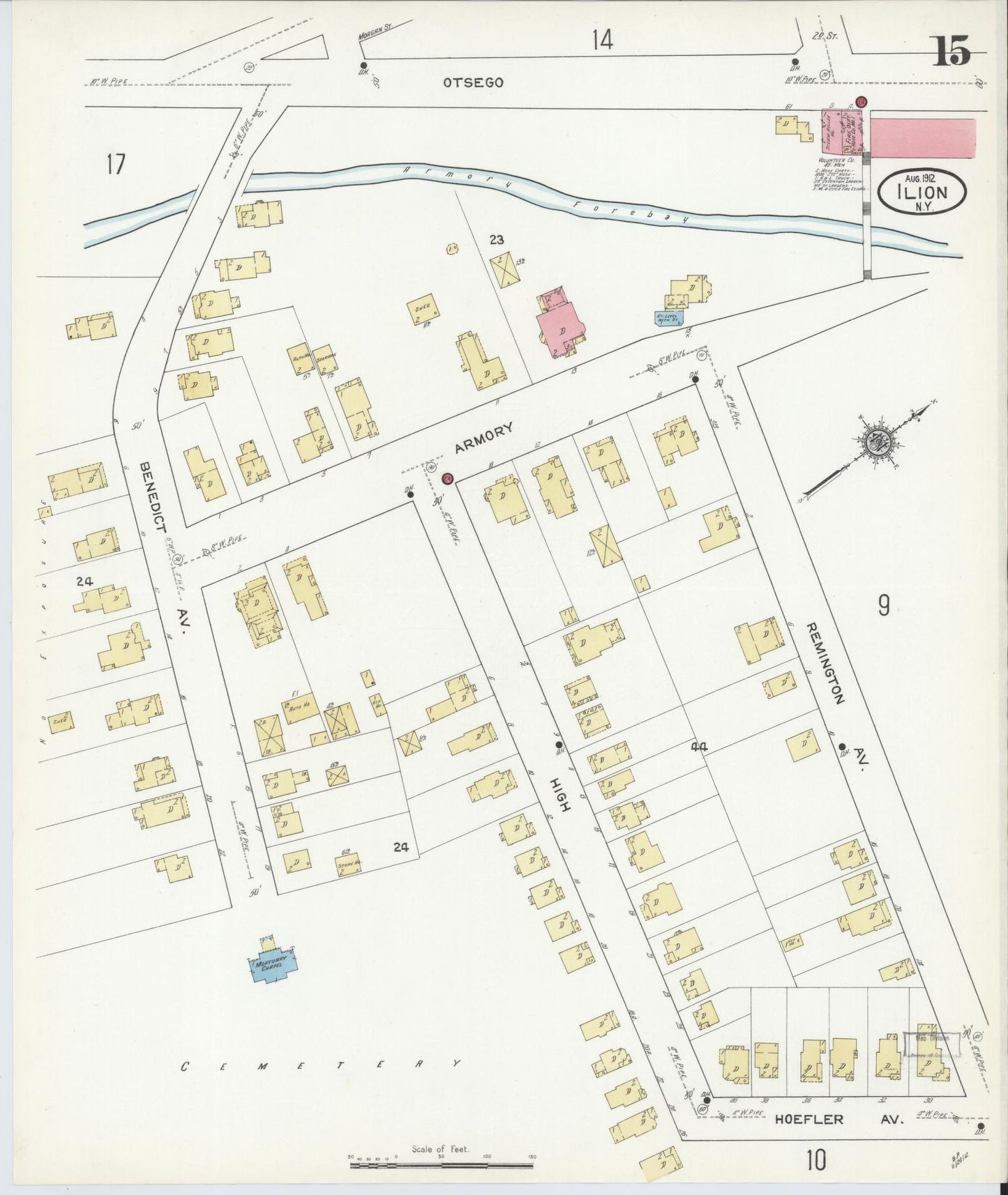 Sanborn Fire Insurance Map from Ilion, Herkimer County, New York (1912), Sheet #0015 - Complete Map Set gallery image, historic Sanborn map, vintage wall art, New York New York