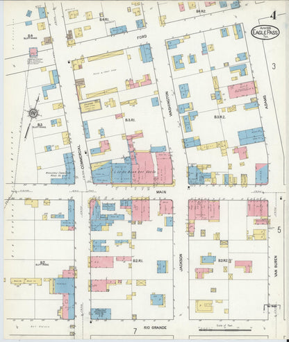 Sanborn Fire Insurance Map from Eagle Pass, Maverick County, Texas (1916), Sheet #0004 - Complete Map Set gallery image, historic Sanborn map, vintage wall art, Texas Texas
