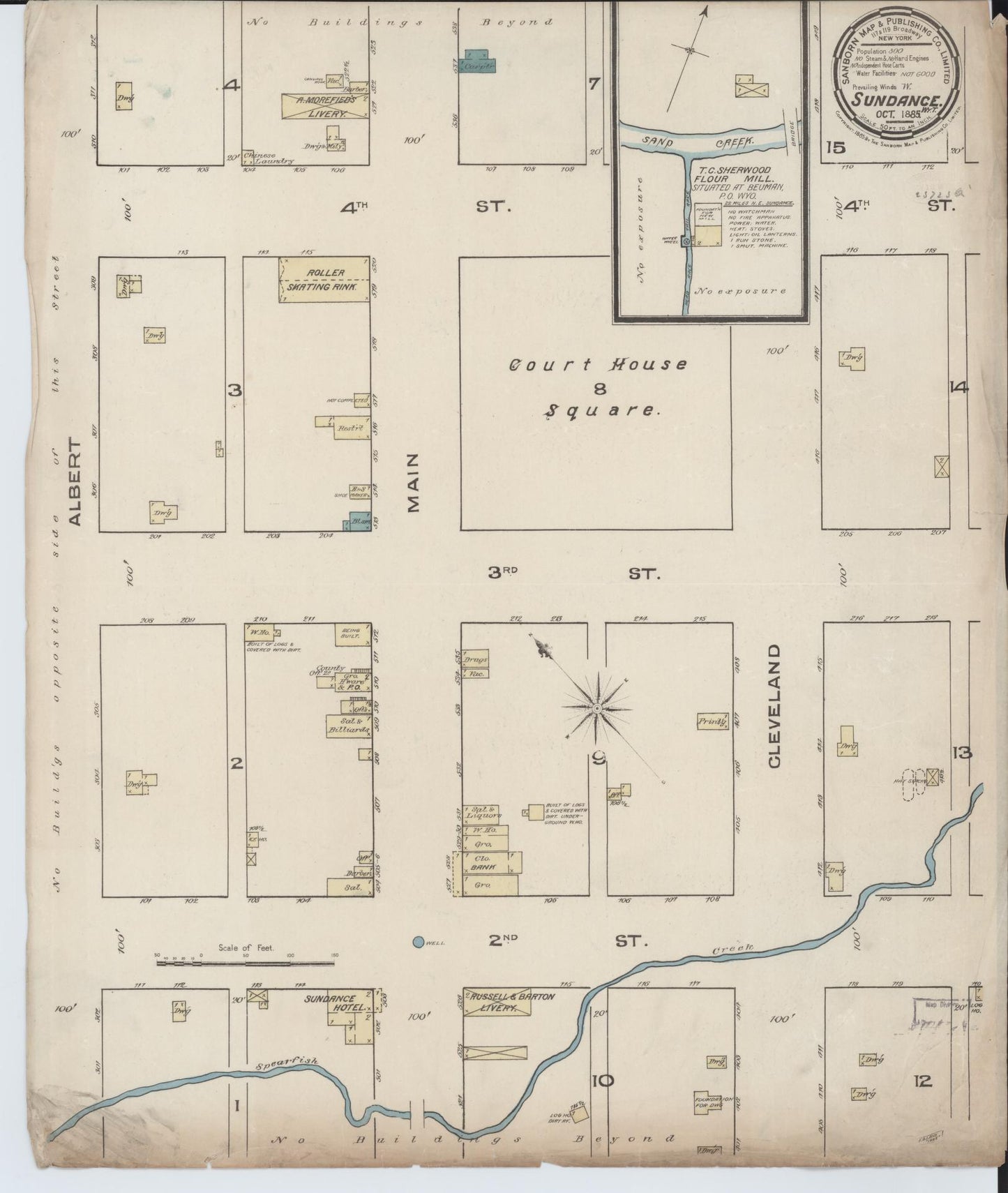 Sanborn Fire Insurance Map from Sundance, Crook County, Wyoming. (1885) – Historic Sanborn Fire Insurance Map Print