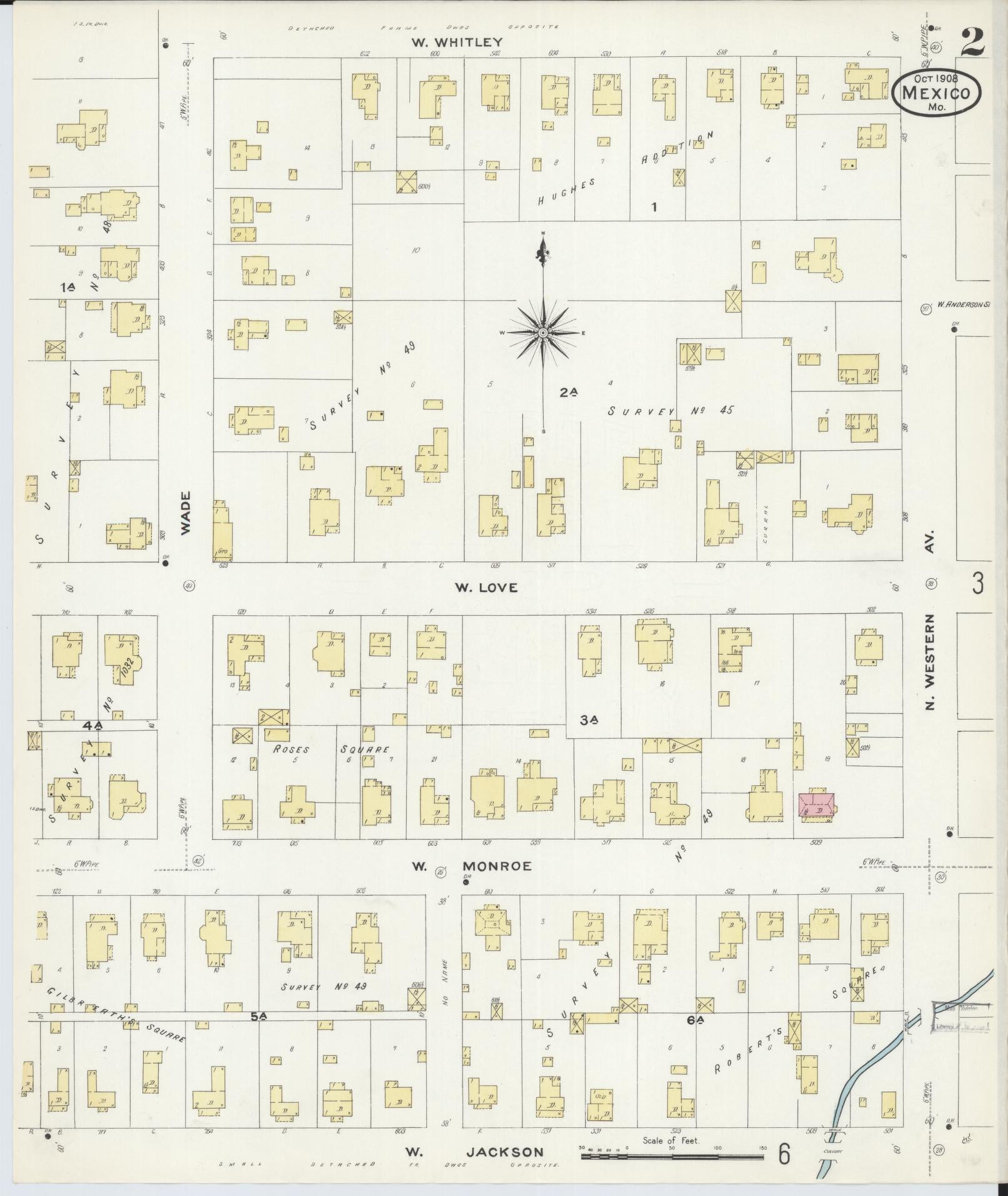 Sanborn Fire Insurance Map from Mexico, Audrain County, Missouri (1908), Sheet #0002 - Complete Map Set gallery image, historic Sanborn map, vintage wall art, Missouri Missouri
