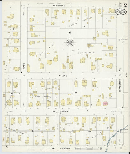 Sanborn Fire Insurance Map from Mexico, Audrain County, Missouri (1908), Sheet #0002 - Complete Map Set gallery image, historic Sanborn map, vintage wall art, Missouri Missouri