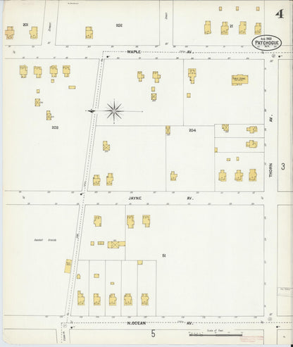 Sanborn Fire Insurance Map from Patchogue, Suffolk County, New York (1902), Sheet #0004 - Complete Map Set gallery image, historic Sanborn map, vintage wall art, New York New York