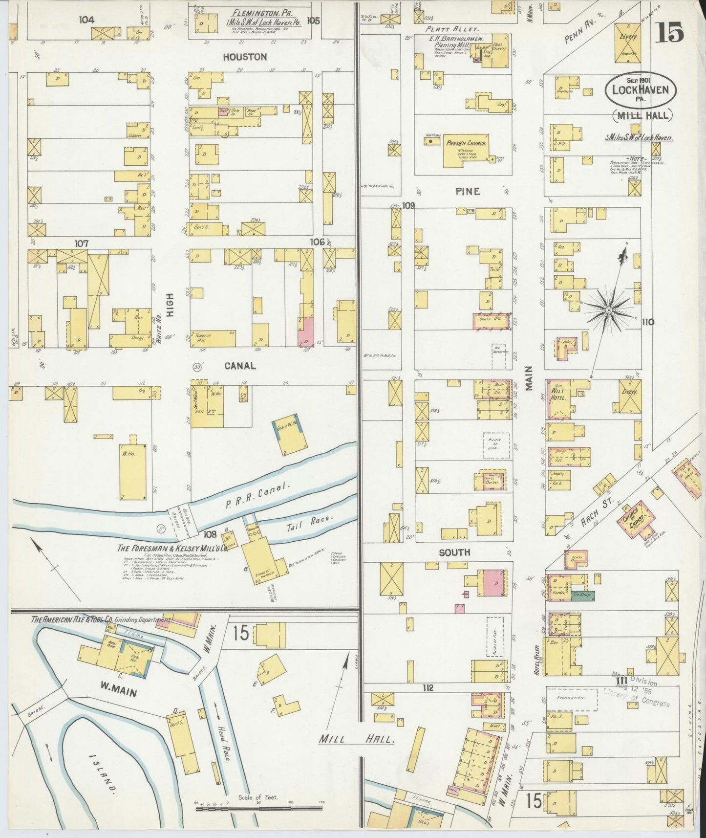 Sanborn Fire Insurance Map from Lock Haven, Clinton County, Pennsylvania (1901), Sheet #0015 - Complete Map Set gallery image, historic Sanborn map, vintage wall art, Pennsylvania Pennsylvania