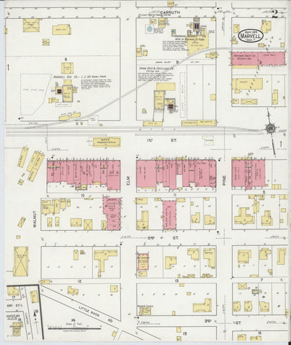 Sanborn Fire Insurance Map from Marvell, Phillips County, Arkansas (1919), Sheet #0002 - Complete Map Set gallery image, historic Sanborn map, vintage wall art, Arkansas Arkansas