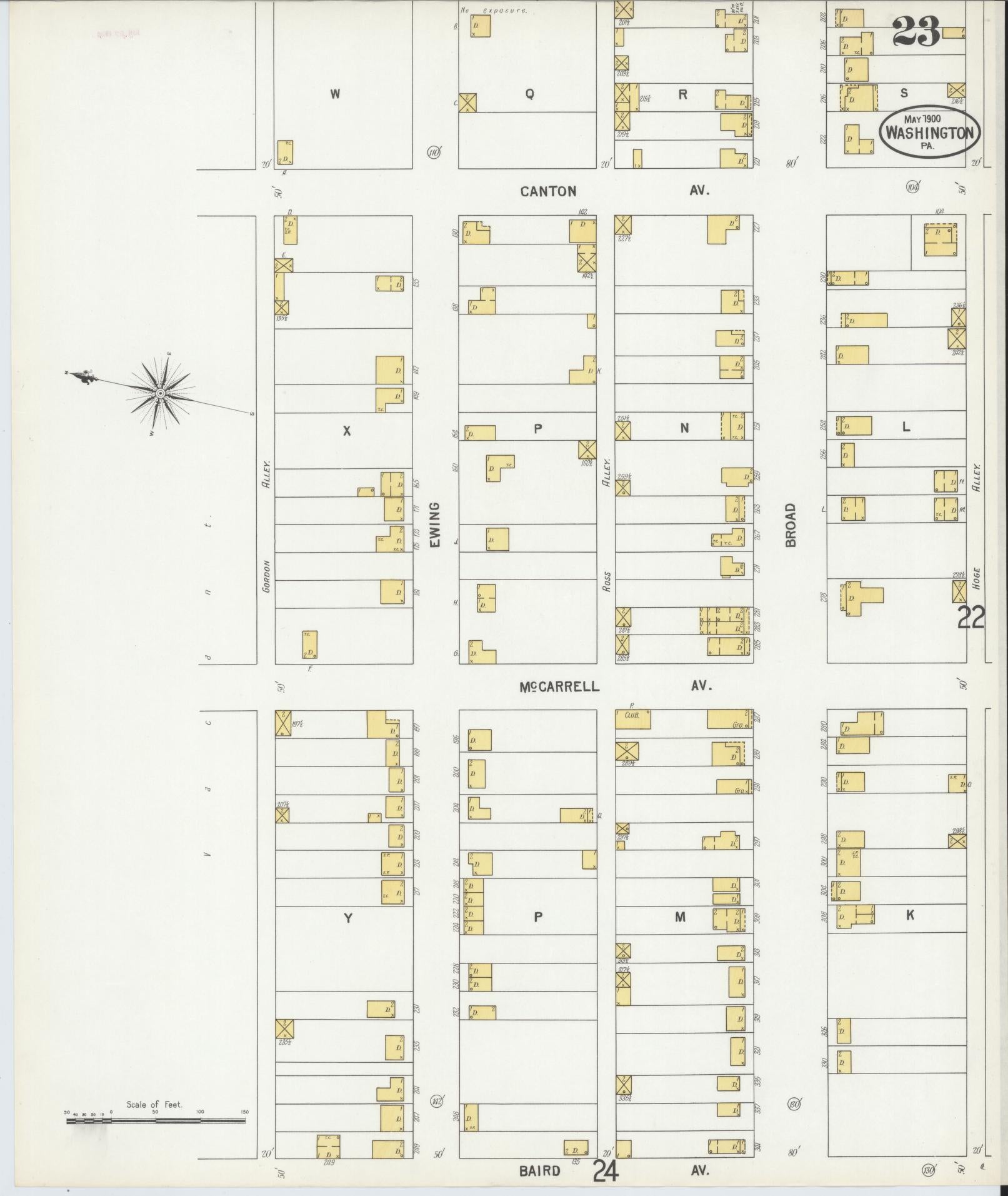Sanborn Fire Insurance Map from Washington, Washington County, Pennsylvania (1900), Sheet #0023 - Historic Sanborn Fire Insurance Map Print, vintage old map wall art, antique decor, genealogy gift, Sanborn Fire Insurance Map from Washington Washington map