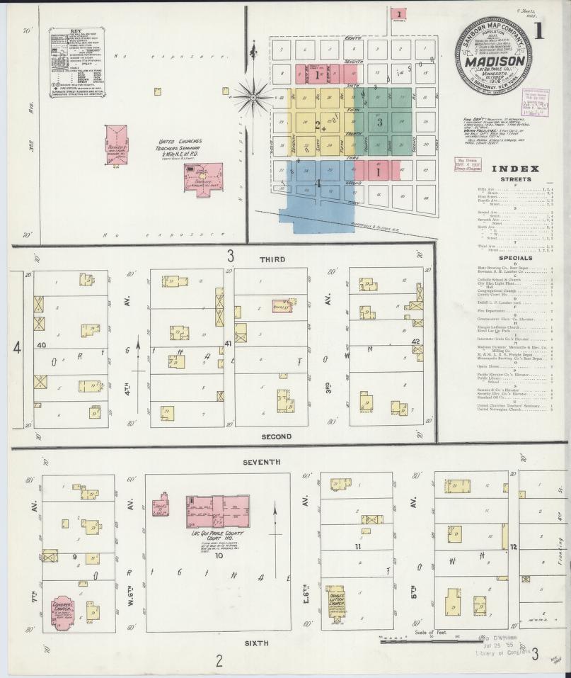Sanborn Fire Insurance Map from Madison, Lac Qui Parle County, Minnesota. (1906) – Map View
