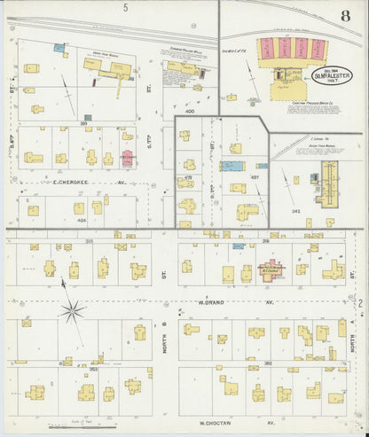 Sanborn Fire Insurance Map from South McAlester, Pittsburg County, Oklahoma (1904), Sheet #0008 - Complete Map Set gallery image, historic Sanborn map, vintage wall art, Oklahoma Oklahoma