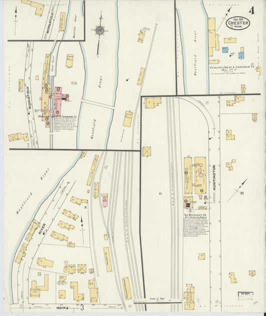 Sanborn Fire Insurance Map from Chester, Hampden County, Massachusetts (1910), Sheet #0004 - Historic Sanborn Fire Insurance Map Print, vintage old map wall art, antique decor, genealogy gift, Massachusetts Massachusetts map