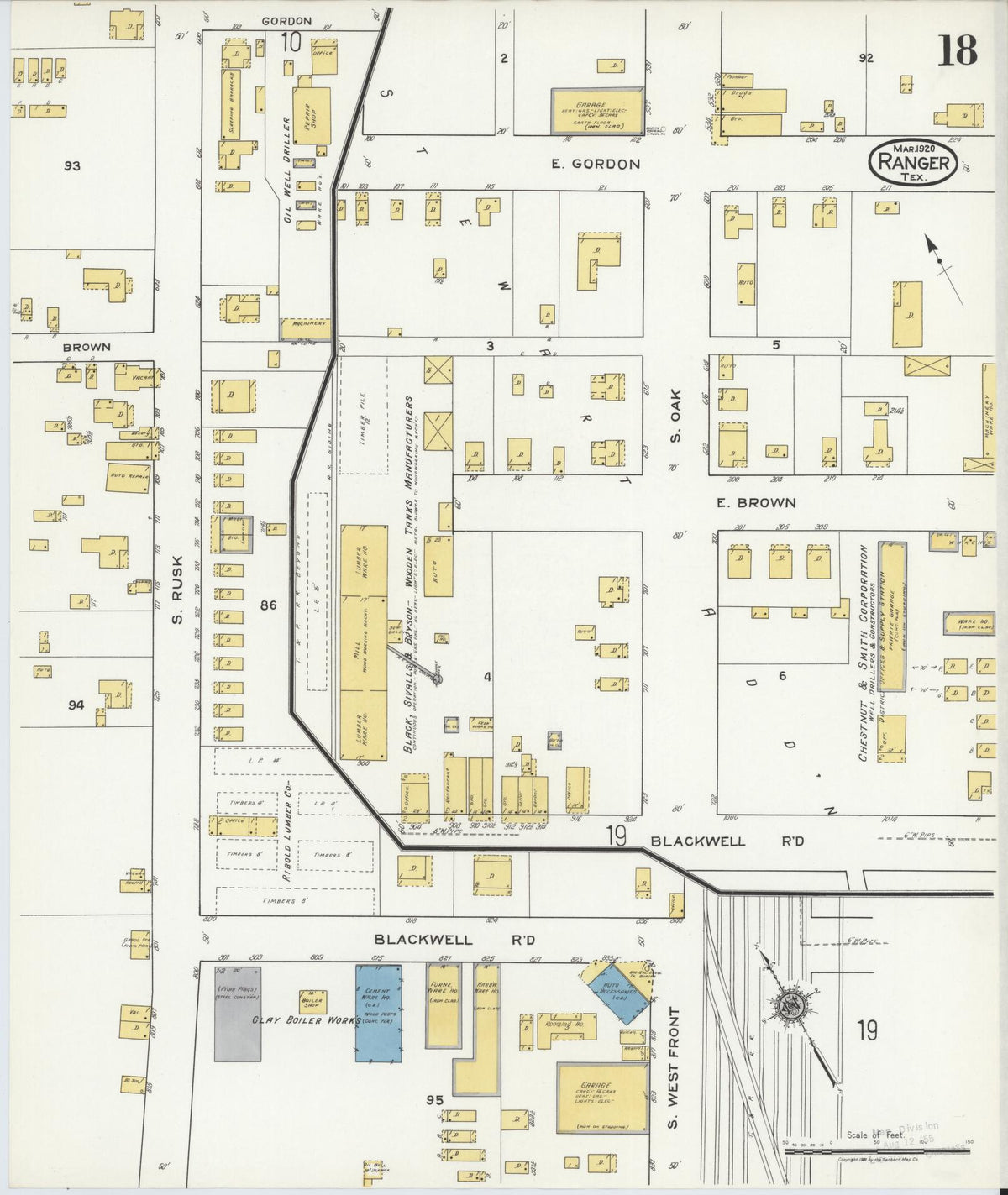 Sanborn Fire Insurance Map from Ranger, Eastland County, Texas (1920), Sheet #0018 - Complete Map Set gallery image, historic Sanborn map, vintage wall art, Texas Texas
