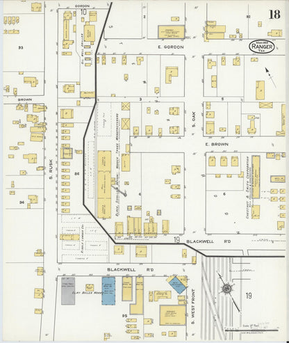 Sanborn Fire Insurance Map from Ranger, Eastland County, Texas (1920), Sheet #0018 - Complete Map Set gallery image, historic Sanborn map, vintage wall art, Texas Texas
