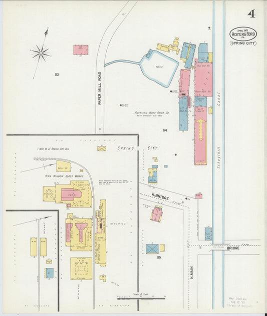 Sanborn Fire Insurance Map from Royersford, Montgomery County, Pennsylvania (1902), Sheet #0004 - Historic Sanborn Fire Insurance Map Print, vintage old map wall art, antique decor, genealogy gift, Pennsylvania Pennsylvania map