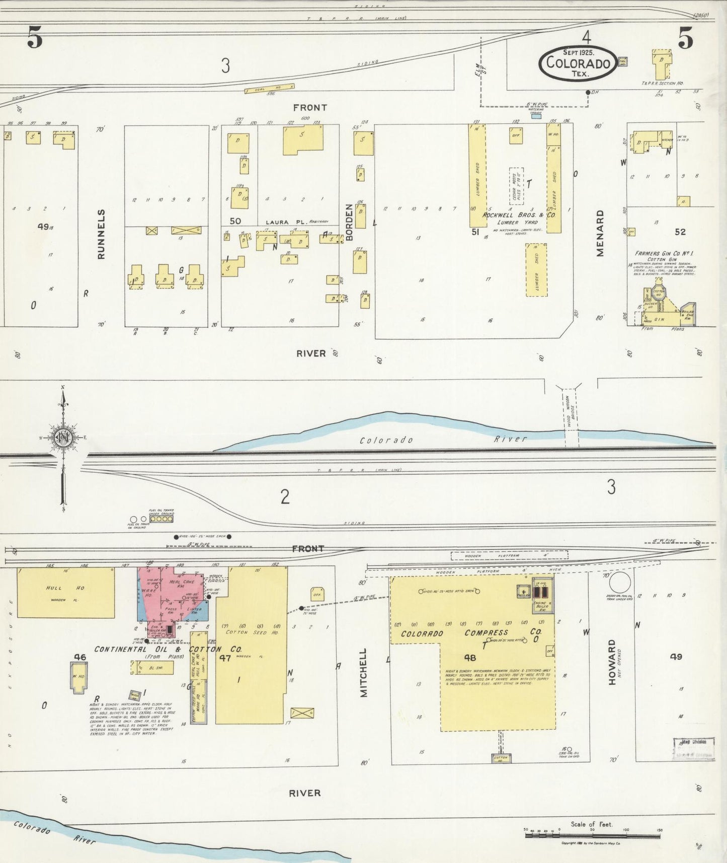 Sanborn Fire Insurance Map from Colorado, Mitchell County, Texas (1925), Sheet #0005 - Historic Sanborn Fire Insurance Map Print, vintage old map wall art, antique decor, genealogy gift, Colorado Colorado map