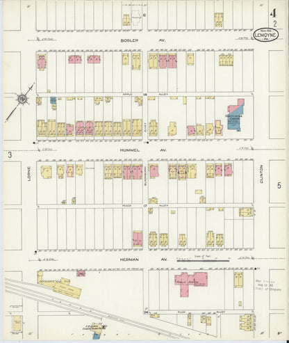 Sanborn Fire Insurance Map from Lemoyne, Cumberland County, Pennsylvania (1913), Sheet #0004 - Historic Sanborn Fire Insurance Map Print, vintage old map wall art, antique decor, genealogy gift, Pennsylvania Pennsylvania map