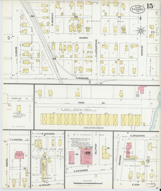 Sanborn Fire Insurance Map from Kokomo, Howard County, Indiana (1902), Sheet #0015 - Historic Sanborn Fire Insurance Map Print, vintage old map wall art, antique decor, genealogy gift, Indiana Indiana map