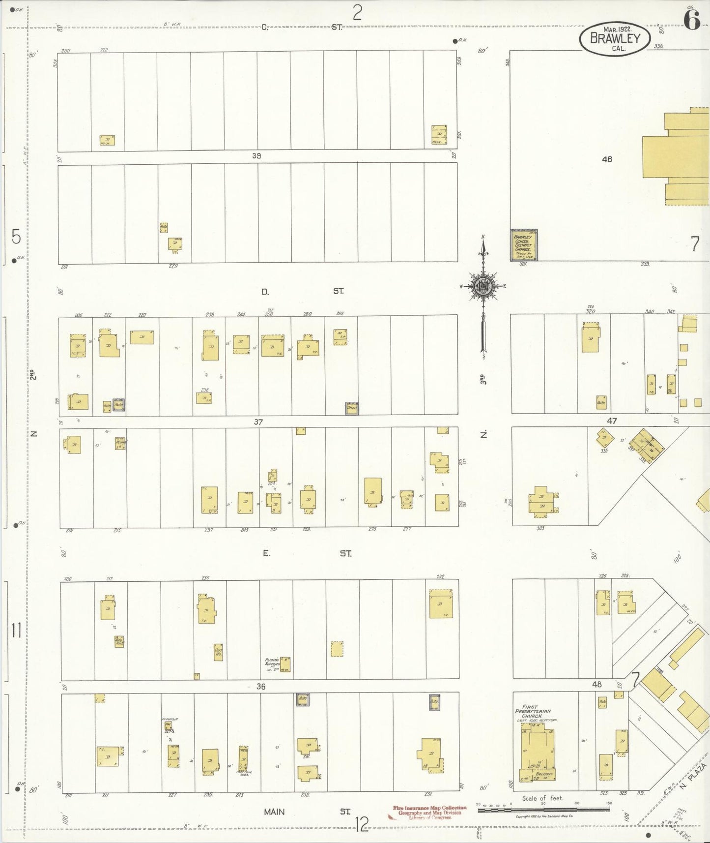 Sanborn Fire Insurance Map from Brawley, Imperial County, California (1922), Sheet #0006 - Complete Map Set gallery image, historic Sanborn map, vintage wall art, California California