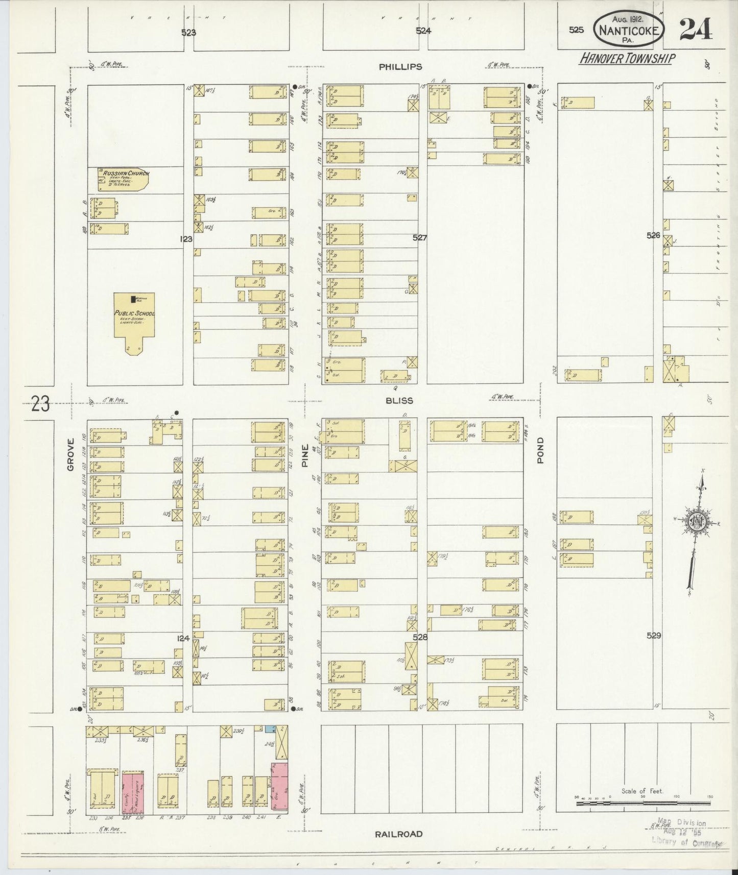 Sanborn Fire Insurance Map from Nanticoke, Luzerne County, Pennsylvania (1912), Sheet #0024 - Historic Sanborn Fire Insurance Map Print, vintage old map wall art, antique decor, genealogy gift, Pennsylvania Pennsylvania map