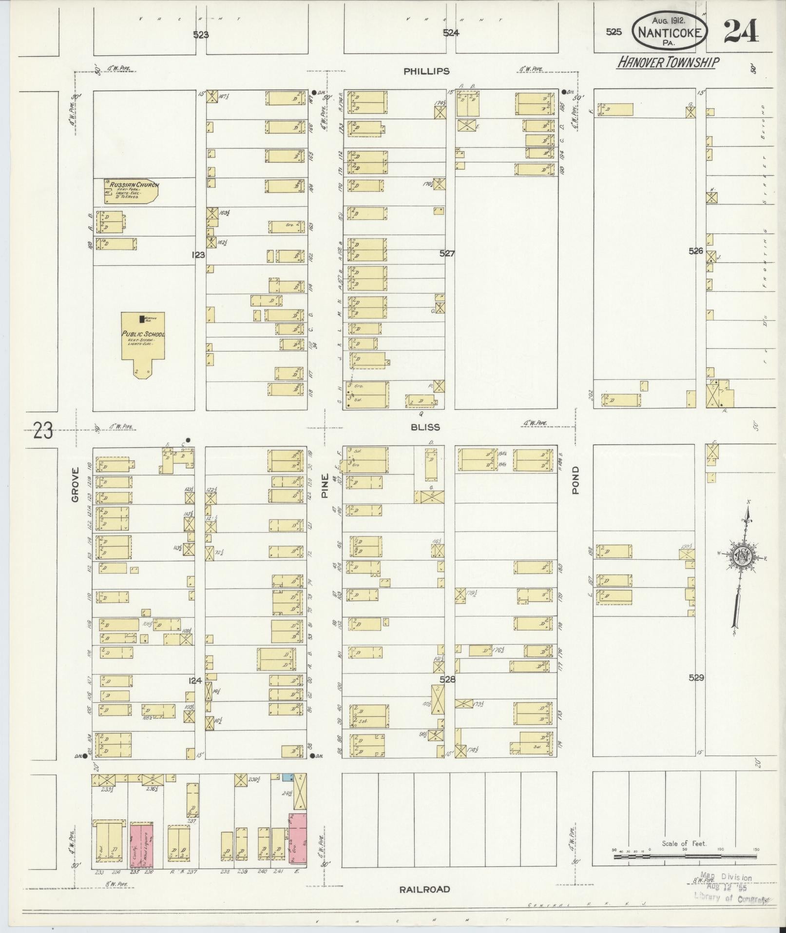 Sanborn Fire Insurance Map from Nanticoke, Luzerne County, Pennsylvania (1912), Sheet #0024 - Historic Sanborn Fire Insurance Map Print, vintage old map wall art, antique decor, genealogy gift, Pennsylvania Pennsylvania map