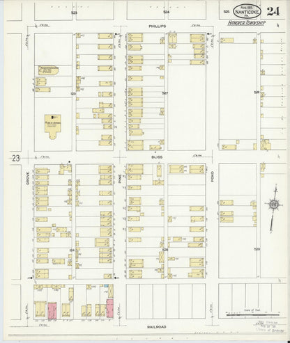 Sanborn Fire Insurance Map from Nanticoke, Luzerne County, Pennsylvania (1912), Sheet #0024 - Historic Sanborn Fire Insurance Map Print, vintage old map wall art, antique decor, genealogy gift, Pennsylvania Pennsylvania map