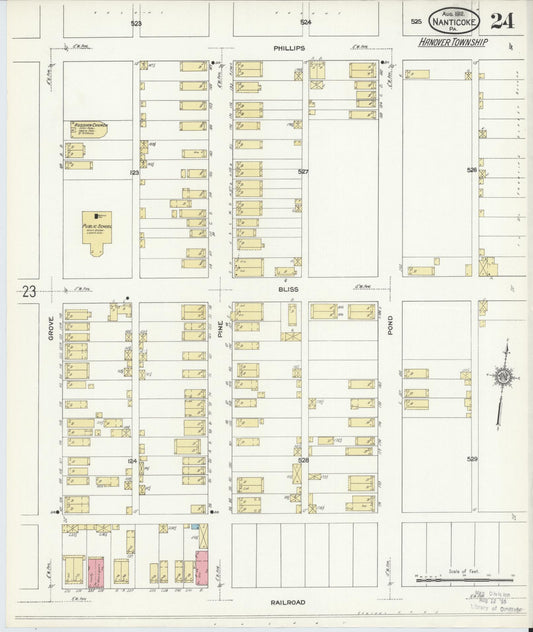 Sanborn Fire Insurance Map from Nanticoke, Luzerne County, Pennsylvania (1912), Sheet #0024 - Historic Sanborn Fire Insurance Map Print, vintage old map wall art, antique decor, genealogy gift, Pennsylvania Pennsylvania map