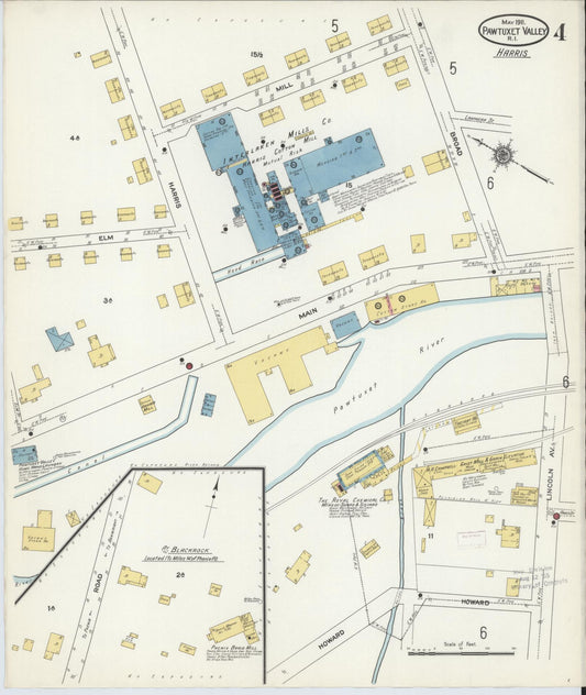 Sanborn Fire Insurance Map from Pawtuxet Valley, Kent and Providence Counties, Rhode Island (1911), Sheet #0004 - Historic Sanborn Fire Insurance Map Print, vintage old map wall art, antique decor, genealogy gift, Washington Washington map