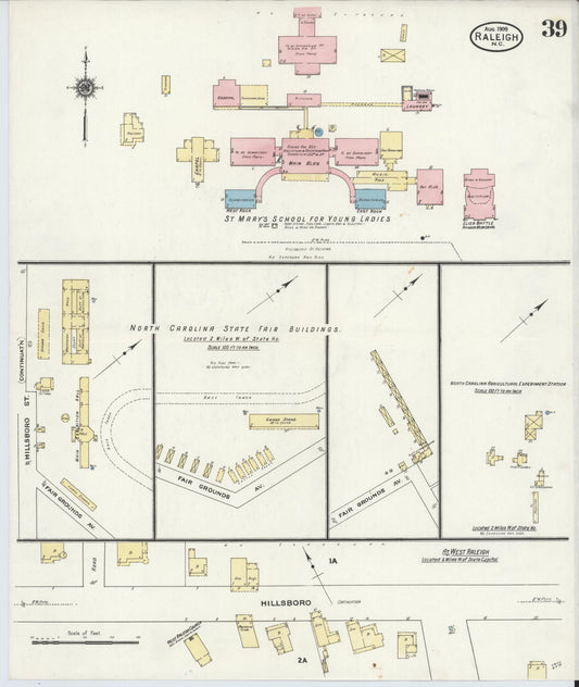 Sanborn Fire Insurance Map from Raleigh, Wake County, North Carolina (1909), Sheet #0039 - Historic Sanborn Fire Insurance Map Print, vintage old map wall art, antique decor, genealogy gift, North Carolina North Carolina map