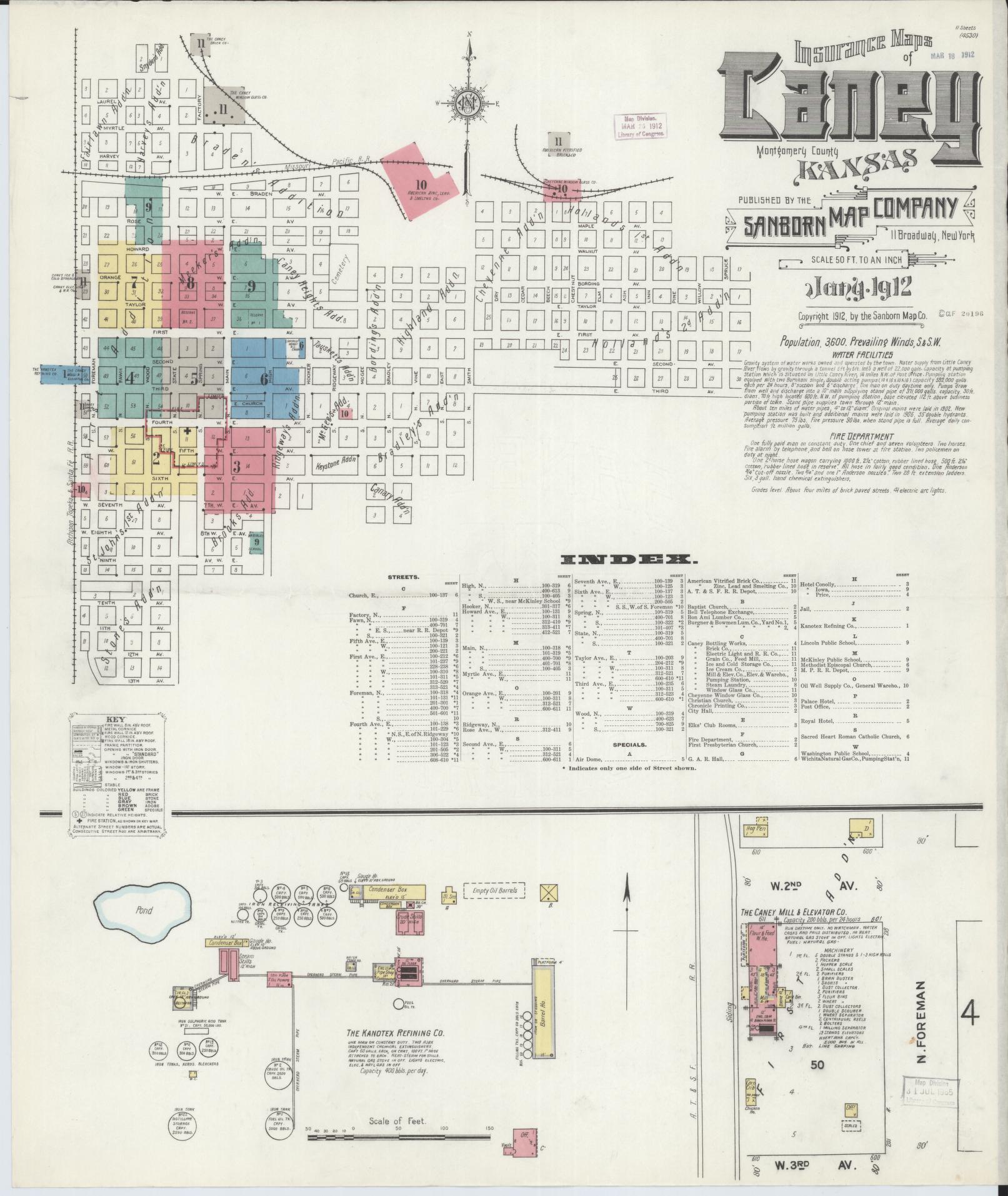 Sanborn Fire Insurance Map from Caney, Montgomery County, Kansas. (1912) – Historic Sanborn Fire Insurance Map Print