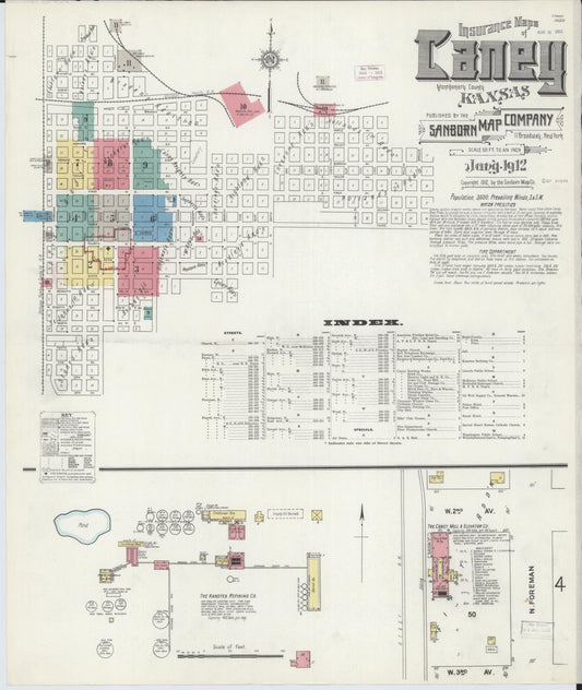 Sanborn Fire Insurance Map from Caney, Montgomery County, Kansas. (1912) – Historic Sanborn Fire Insurance Map Print