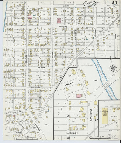 Sanborn Fire Insurance Map from Canton, Stark County, Ohio (1891), Sheet #0024 - Complete Map Set gallery image, historic Sanborn map, vintage wall art, Ohio Ohio