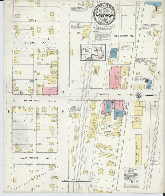 Sanborn Fire Insurance Map from Hankinson, Richland County, North Dakota (1914), Sheet #0001 - Complete Map Set gallery image, historic Sanborn map, vintage wall art, North Dakota North Dakota