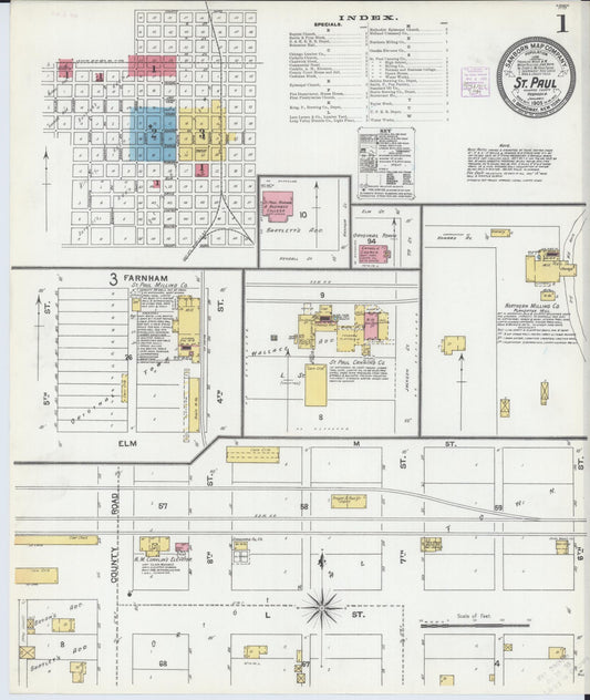 Sanborn Fire Insurance Map from Saint Paul, Howard County, Nebraska (1905), Sheet #0001 - Historic Sanborn Fire Insurance Map Print, vintage old map wall art, antique decor, genealogy gift, Nebraska Nebraska map