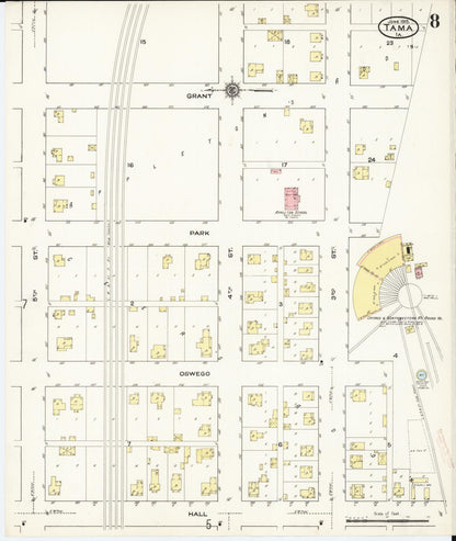 Sanborn Fire Insurance Map from Tama, Tama County, Iowa (1915), Sheet #0008 - Historic Sanborn Fire Insurance Map Print, vintage old map wall art