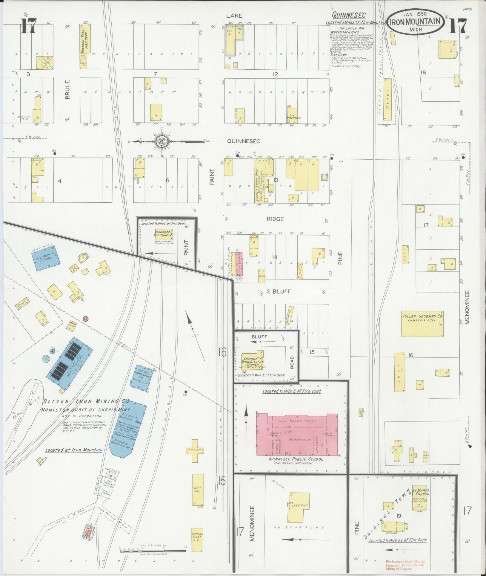 Sanborn Fire Insurance Map from Iron Mountain, Dickinson County, Michigan (1930), Sheet #0017 - Complete Map Set gallery image, historic Sanborn map, vintage wall art, Michigan Michigan