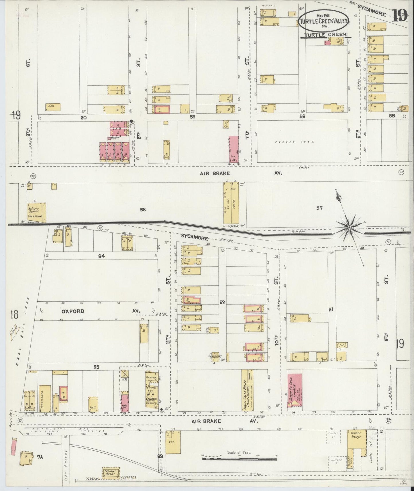 Sanborn Fire Insurance Map from Turtle Creek Valley, Allegheny County, Pennsylvania (1906), Sheet #0019 - Complete Map Set gallery image, historic Sanborn map, vintage wall art, Pennsylvania Pennsylvania
