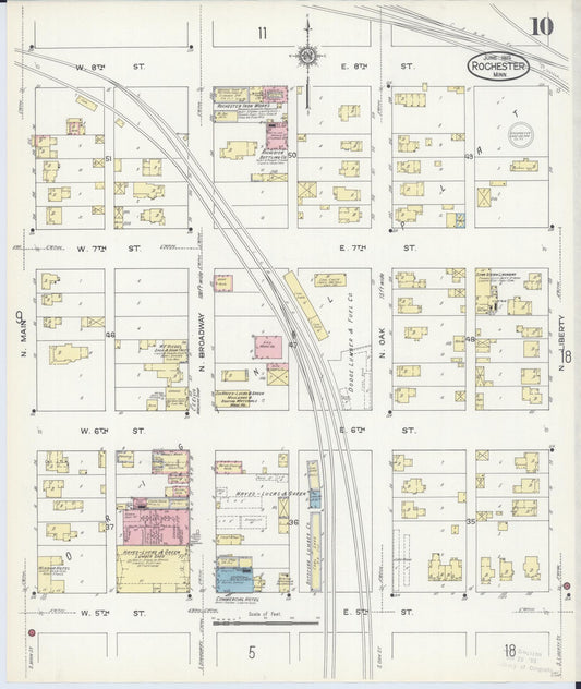 Sanborn Fire Insurance Map from Rochester, Olmsted County, Minnesota (1914), Sheet #0010 - Historic Sanborn Fire Insurance Map Print, vintage old map wall art, antique decor, genealogy gift, Minnesota Minnesota map