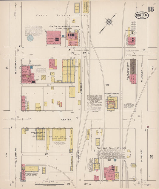 Sanborn Fire Insurance Map from New Ulm, Brown County, Minnesota (1922), Sheet #0018 - Historic Sanborn Fire Insurance Map Print, vintage old map wall art, antique decor, genealogy gift, Minnesota Minnesota map