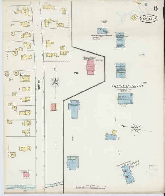 Sanborn Fire Insurance Map from Hamilton, Madison County, New York (1893), Sheet #0006 - Historic Sanborn Fire Insurance Map Print, vintage old map wall art, antique decor, genealogy gift, New York New York map