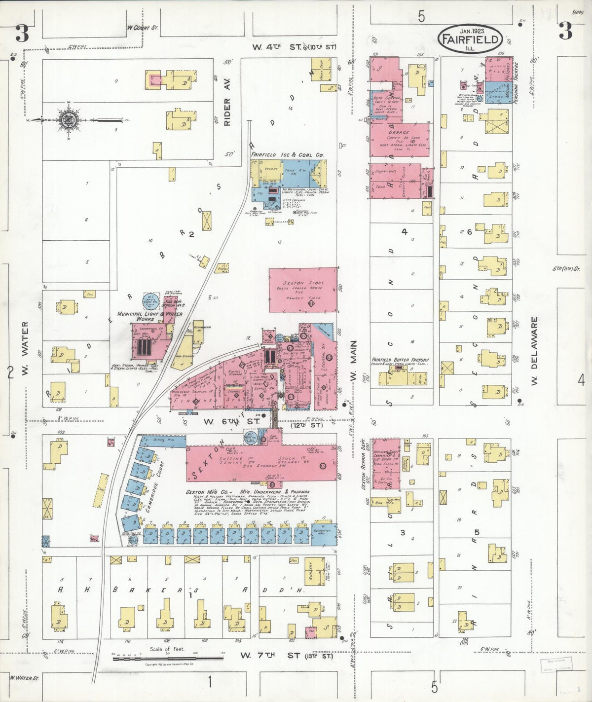 Sanborn Fire Insurance Map from Fairfield, Wayne County, Illinois (1923), Sheet #0003 - Complete Map Set gallery image, historic Sanborn map, vintage wall art, Illinois Illinois