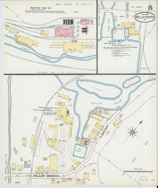 Sanborn Fire Insurance Map from Bellefonte, Centre County, Pennsylvania (1892), Sheet #0006 - Historic Sanborn Fire Insurance Map Print, vintage old map wall art, antique decor, genealogy gift, Pennsylvania Pennsylvania map