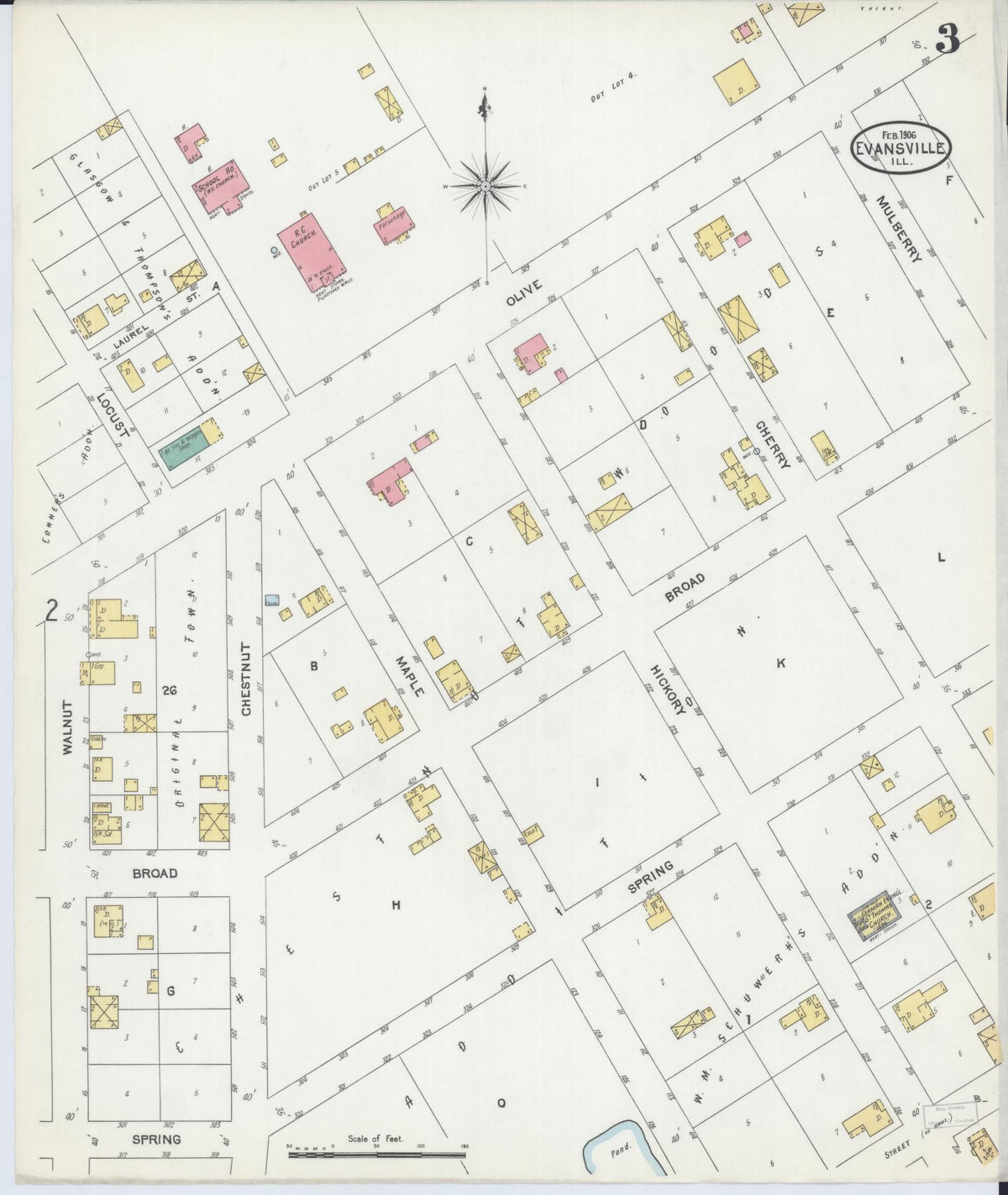 Sanborn Fire Insurance Map from Evansville, Randolph County, Illinois (1906), Sheet #0003 - Complete Map Set gallery image, historic Sanborn map, vintage wall art, Illinois Illinois
