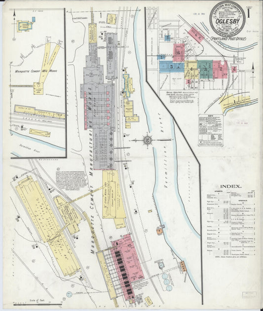 Sanborn Fire Insurance Map from Oglesby, La Salle County, Illinois (1911), Sheet #0001 - Complete Map Set gallery image, historic Sanborn map, vintage wall art, Illinois Illinois