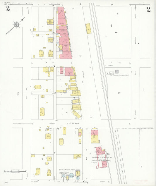 Sanborn Fire Insurance Map from Colfax, Grant Parish, Louisiana (1936), Sheet #0002 - Historic Sanborn Fire Insurance Map Print, vintage old map wall art, antique decor, genealogy gift, Louisiana Louisiana map