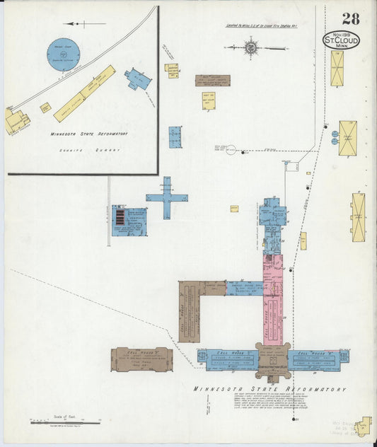 Sanborn Fire Insurance Map from Saint Cloud, Stearns, Benton, and Sherburne Counties, Minnesota (1919), Sheet #0028 - Historic Sanborn Fire Insurance Map Print, vintage old map wall art, antique decor, genealogy gift, Minnesota Minnesota map